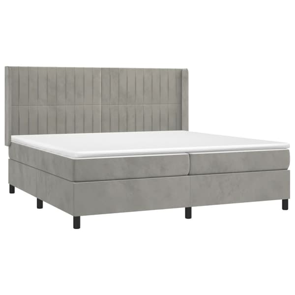 Ramsäng med madrass ljusgrå 200x200 cm sammet