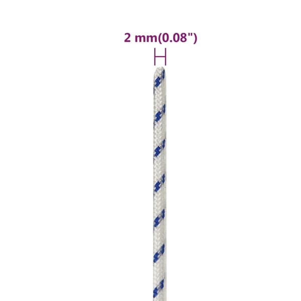 Båtlina vit 2 mm 50 m polypropylen