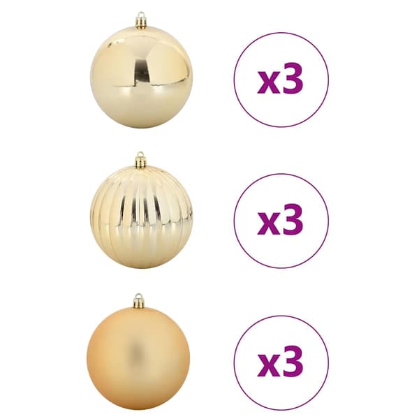 Julkulor Set XL 9 st Guld Ø 15 cm Plast