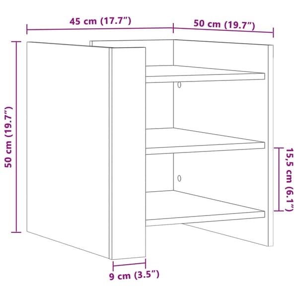 Sängbord vit 45x50x50 cm konstruerat trä