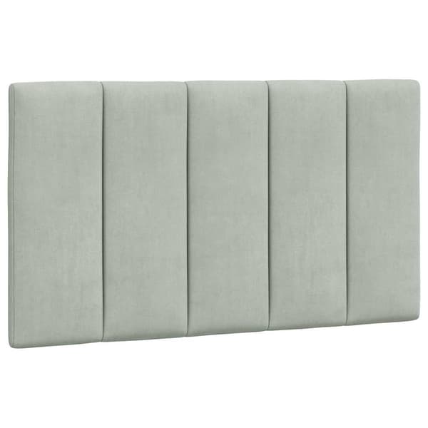 Headboard Cushion "Hanko" Light Grey 80 cm Velvet