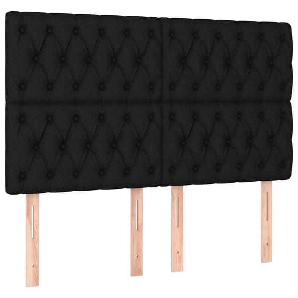 Sänggavel svart 144x7x118/128 cm tyg