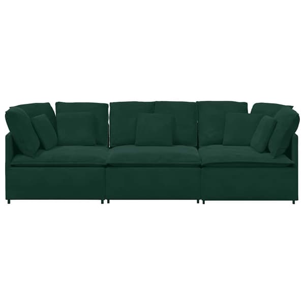 Modulsoffa med dynor sammet mörkgrön