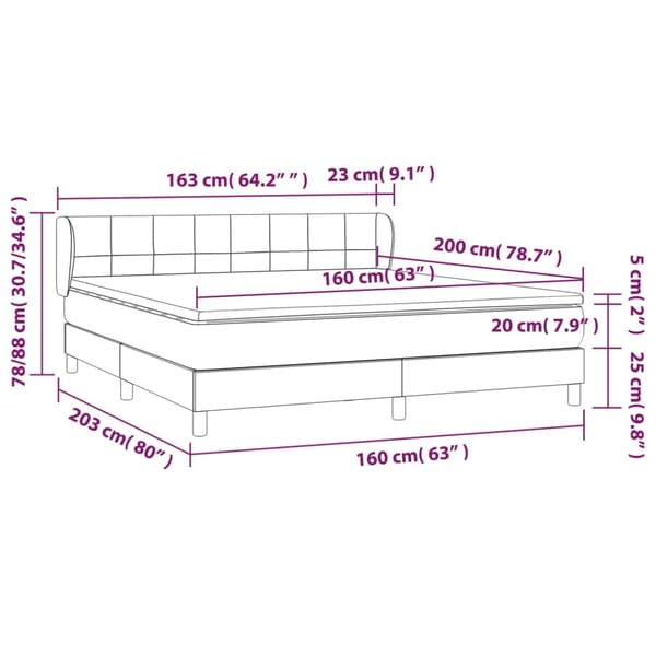 Ramsäng med madrass ljusgrå 160x200 cm tyg