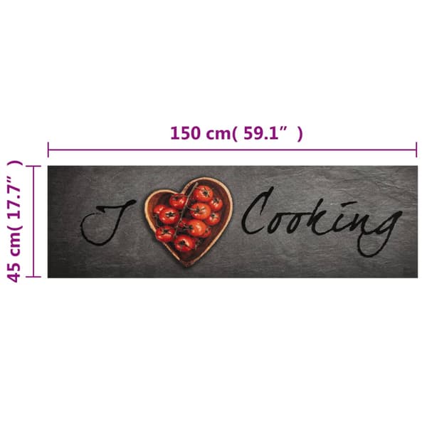Köksmatta maskintvättbar text Cooking 45x150 cm sammet