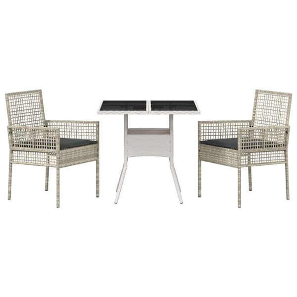 Trädgårdsmöbelset 3 pcs Ljusgrå konstrotting