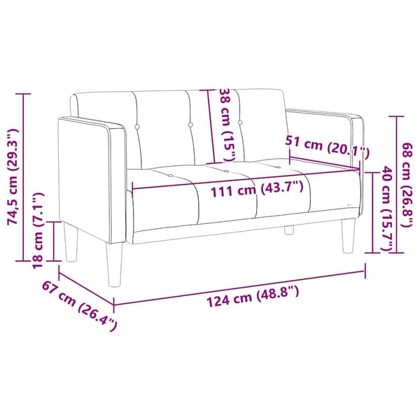 Loveseat soffa mörkgrön 111 cm tyg