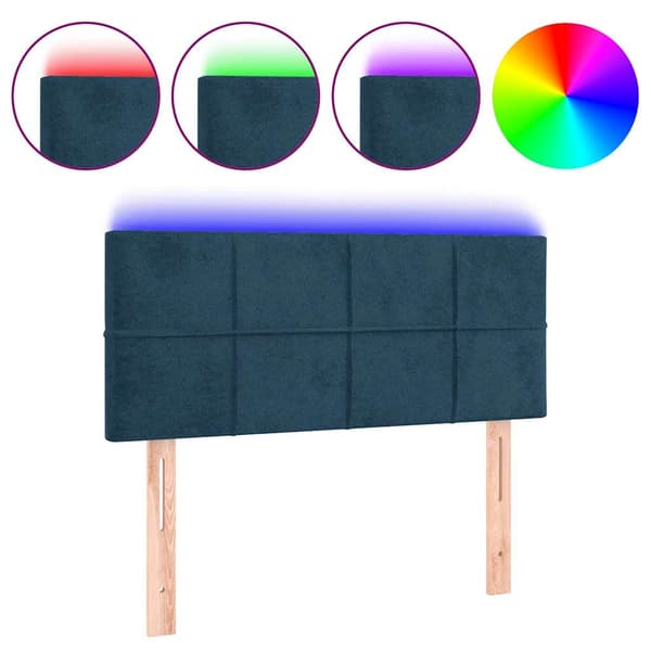 Sänggavel LED blå 100 x 5 x 78/88 cm sammet