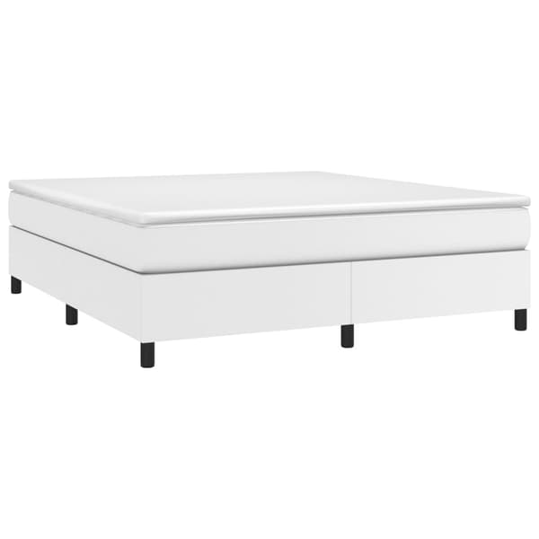 Boxspring-sängram vit 180x200 cm konstläder