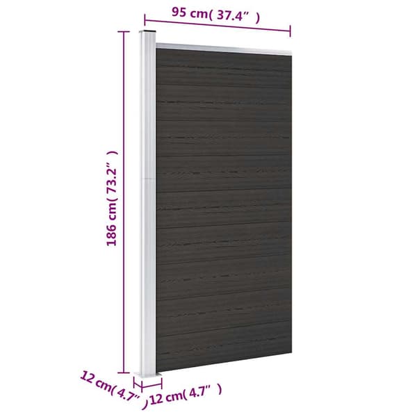 Staketpanel WPC 95x186 cm svart
