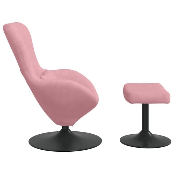 Äggstol med Fotpall Rosa Sammet