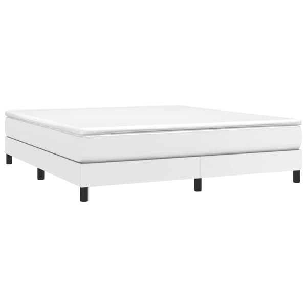 Boxspring-sängram vit 160x200 cm konstläder