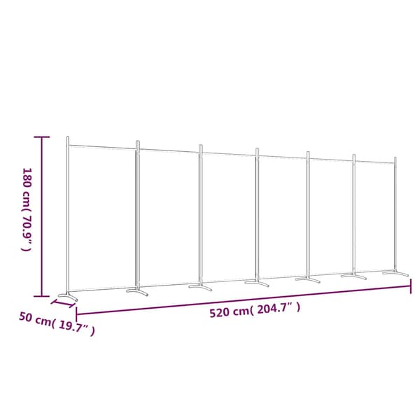 Rumsavdelare 6 paneler vit 520x180 cm tyg