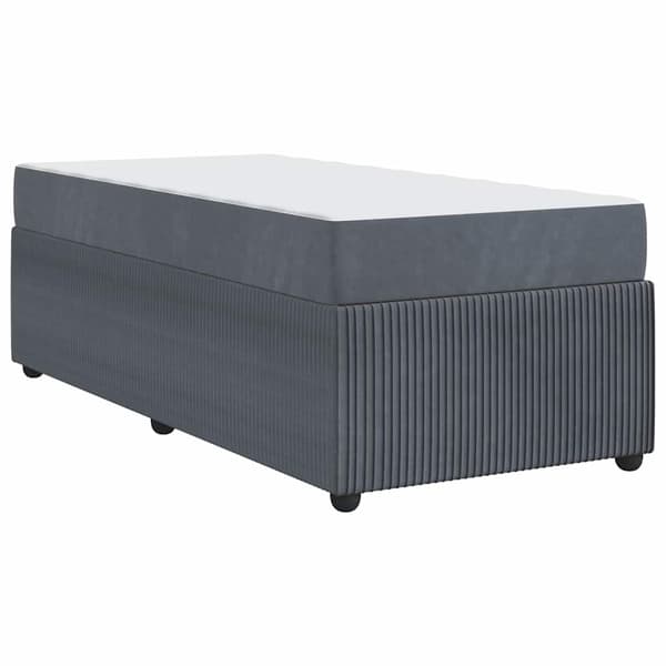 Sängram med madrass Mörkgrå 90 x 200 cm tyg