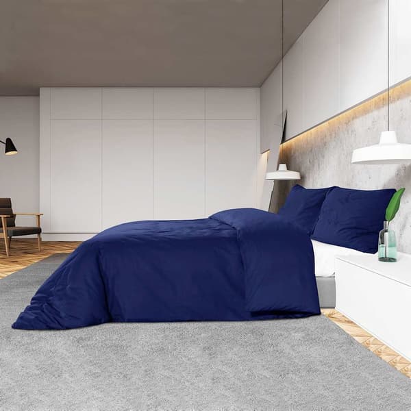 Bäddset marinblå 200x200 cm bomull