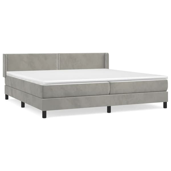 Ramsäng med madrass ljusgrå 200x200 cm sammet