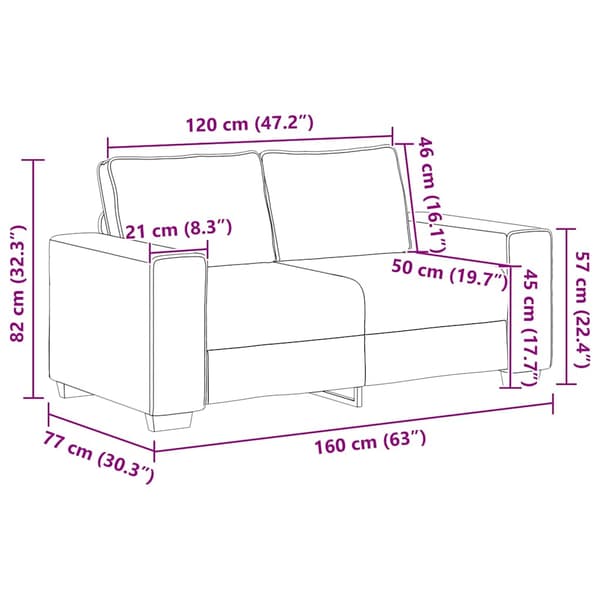 Loveseat soffa blå 160x77x82 cm manchestertyg