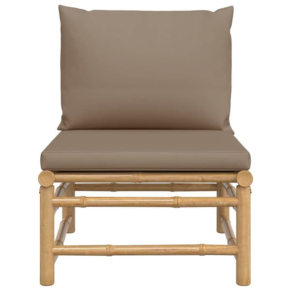 Soffa mittdel för trädgården med taupe dynor bambu