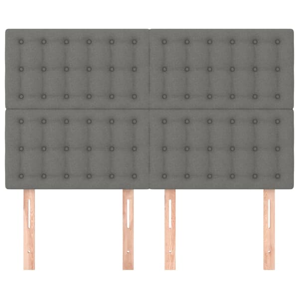 Sänggavel mörkgrå 144x5x118/128 cm tyg