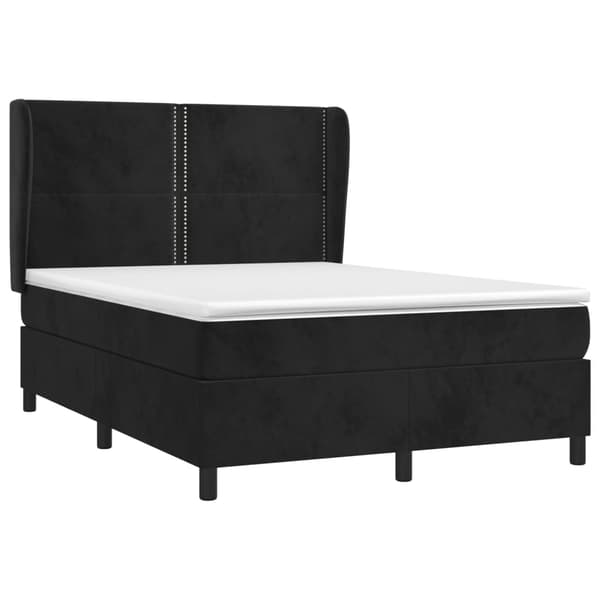 Ramsäng med madrass svart 140x190 cm sammet