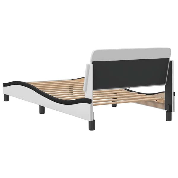 Bed Frame "Dover" White&Black 100x200 cm Faux Leather