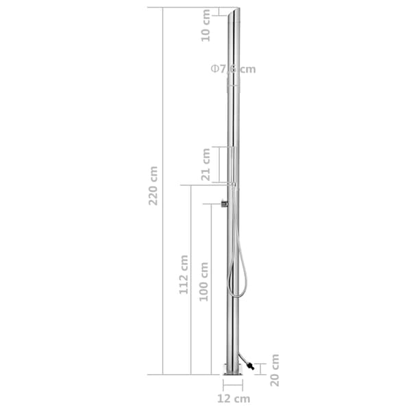 Utedusch 220 cm rostfritt stål