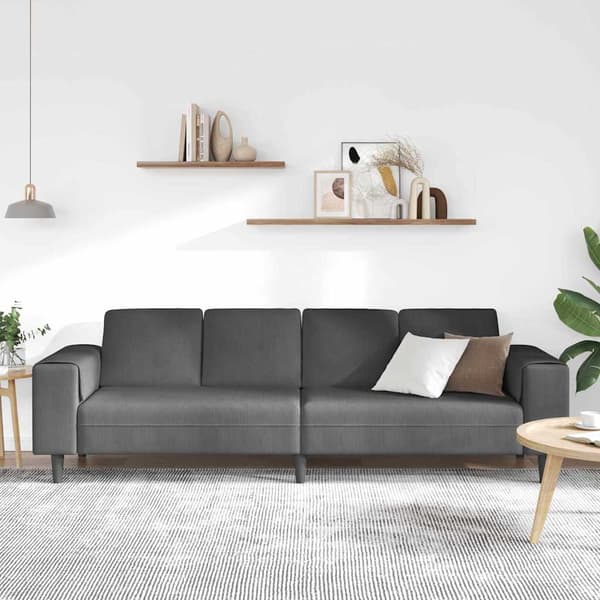 Soffa Mörkgrå 250 x 77 x 76 cm Kordread tyg