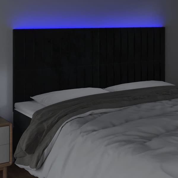 Sänggavel LED svart 160x5x118/128 cm sammet