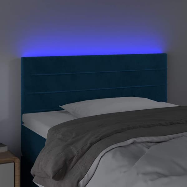 Sänggavel LED mörkblå 80x5x78/88 cm sammet