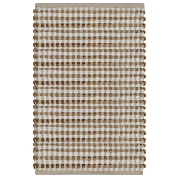Badrumsmattor handvävd jute beige och vit