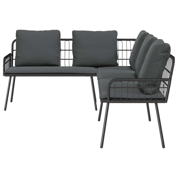 Trädgårdsoffset med kudde 2 pcs Svart konstrotting