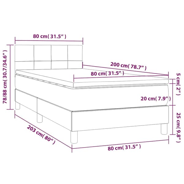 Ramsäng med madrass mörkblå 80x200 cm sammet