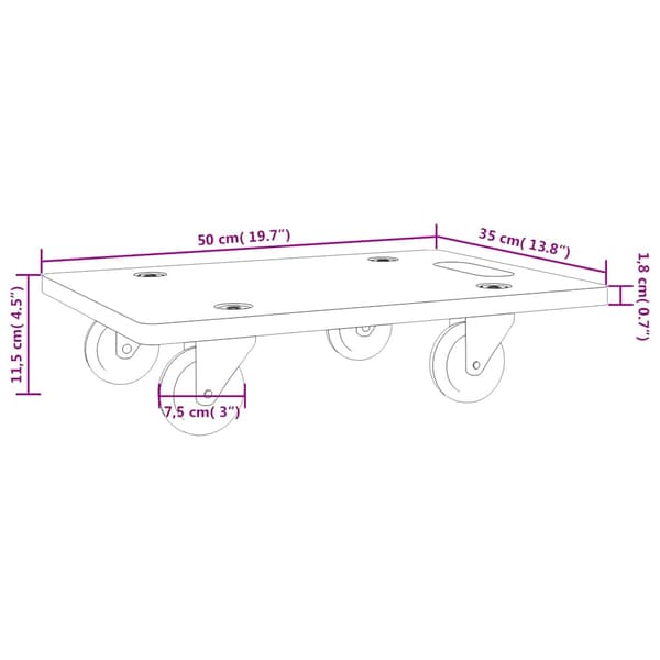 Transportplattor 2 st rektangulär 50x35x11,5 cm 250 kg