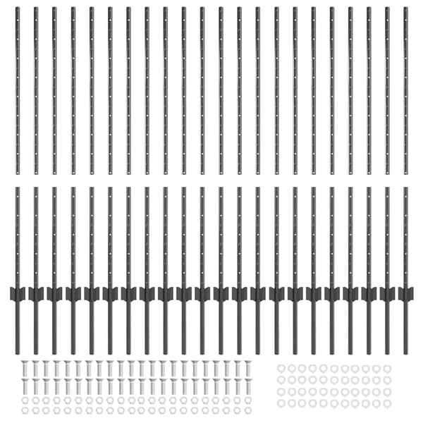Inbäddad staketpost 22 st Grå 160 cm Pulverlackerat stål