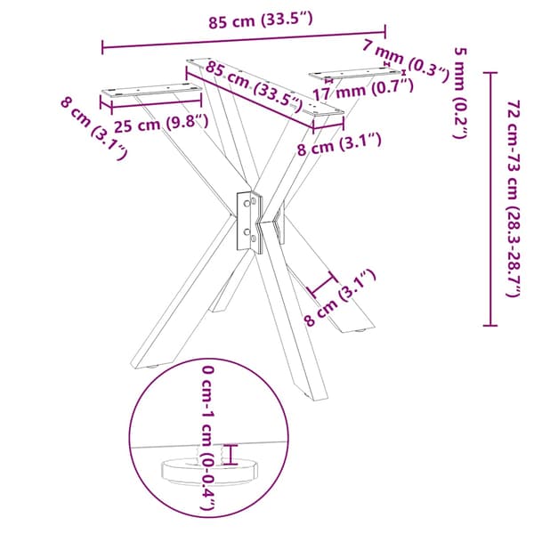 Matbordsben spindelformad vit 85x85x(72-73) cm stål