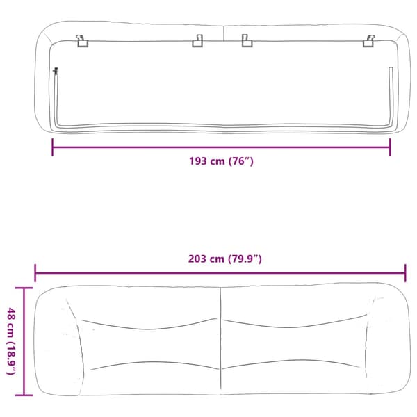 Headboard Cushion "Hvar" Light Grey 193 cm Fabric