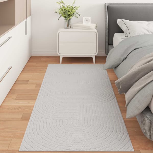 Inomhus och utomhus matta PALMERAS Kräm 200 x 80 cm Polyester