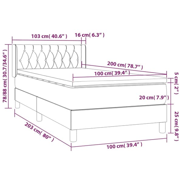 Ramsäng med madrass blå 100x200 cm tyg