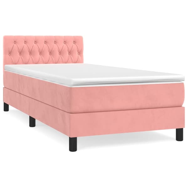 Ramsäng med madrass rosa 90x200 cm sammet