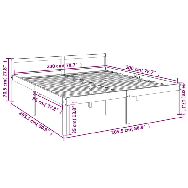 Säng vit 200x200 cm massiv furu
