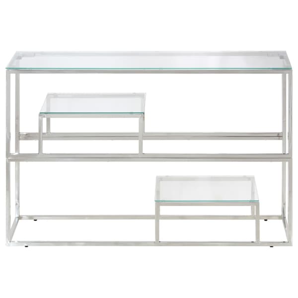 Konsolbord silver rostfritt stål och härdat glas