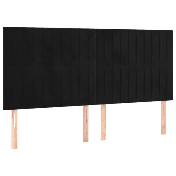 Sänggavel svart 200x5x118/128 cm sammet