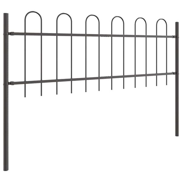 Trädgårdsstängsel 3 pcs Grå 5,1 x 0,6 m Pulverlackerad stål