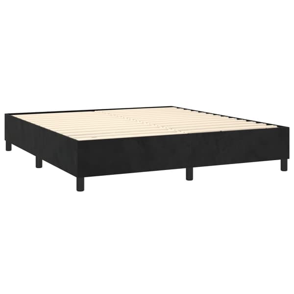 Boxspring-sängram svart 200x200 cm sammet