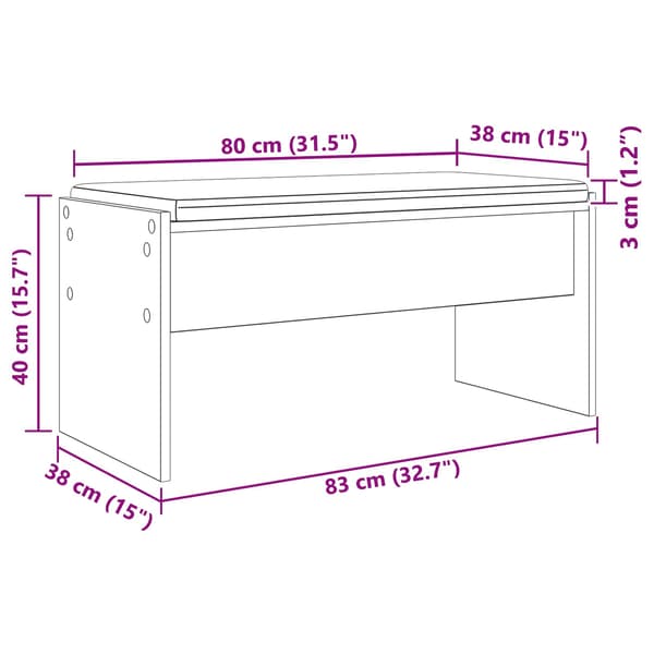 Hallbänk med kudde Vit 80 x 38 x 46 cm