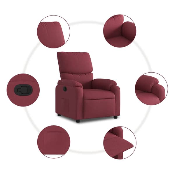 Reclinerfåtölj vinröd tyg