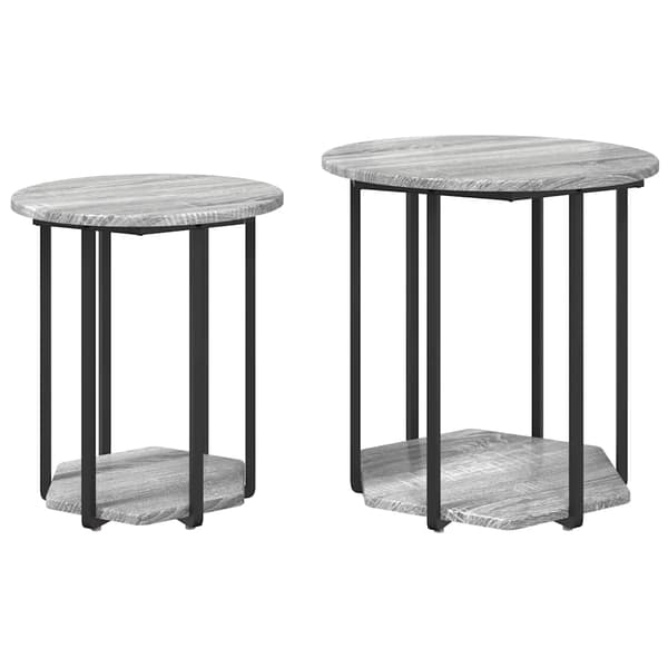 Sidobordsset med hylla 2 pcs Grå