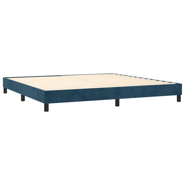 Ramsäng med madrass mörkblå 200x200 cm sammet