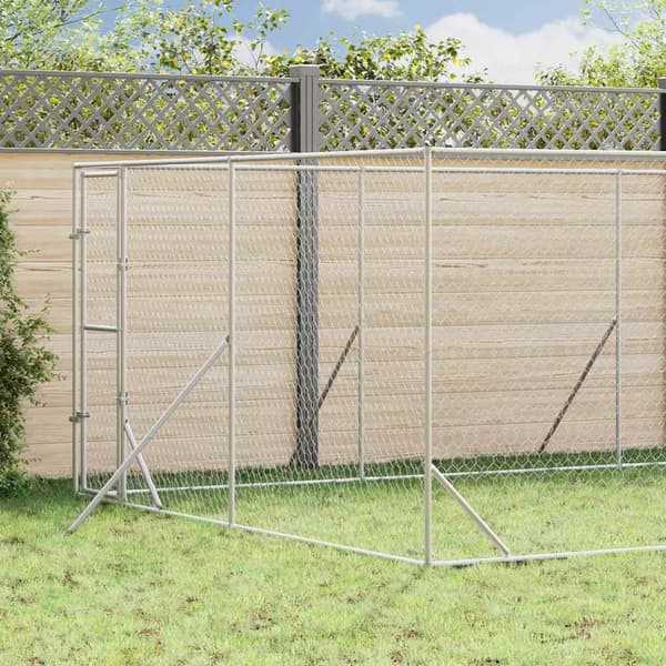Hundgård för utomhusbruk silver 4x8x2 m galvaniserat stål