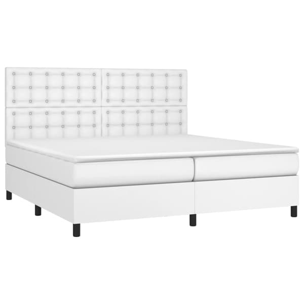 Ramsäng med madrass vit 200x200 cm konstläder